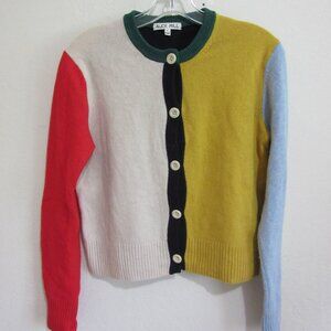 ALEX MILL Colorblock Cardigan Multicolor S Long Sleeve Merino Wool Sweater